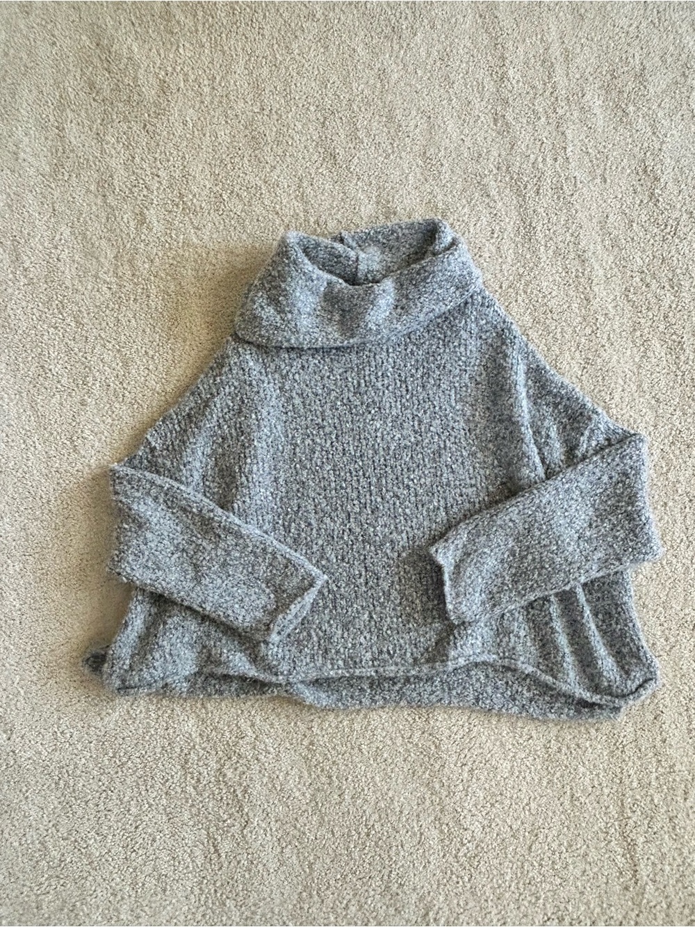 Free People Gray Bouclé Cowl Neck Sweater